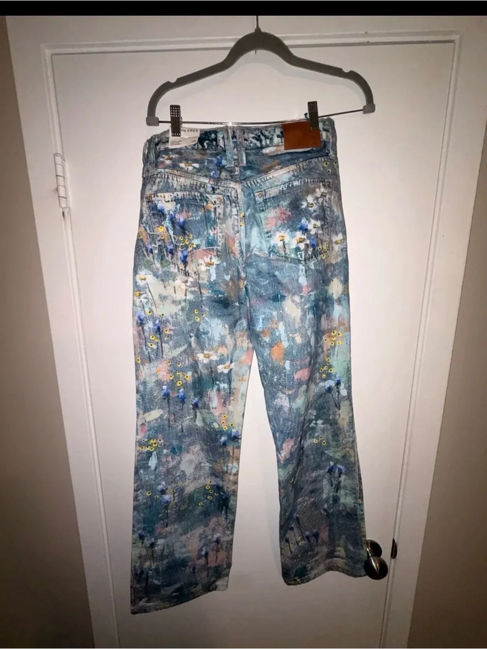 We The Free Painted Floral Jeans in Blue, Pink & Cream - Picture 2 of 5